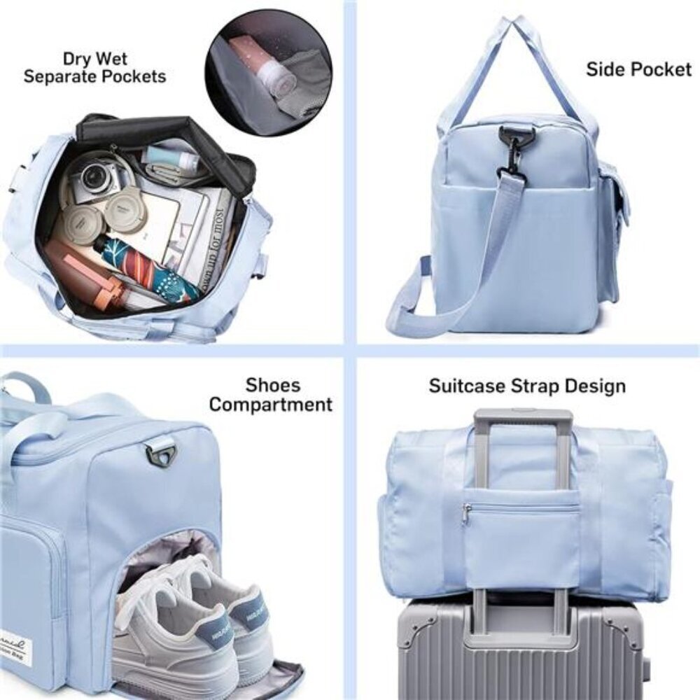 Sports Gym Bag with Shoes Compartment - Blue - Picture 3 of 7